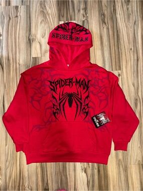 Spiderman Red and Black Zip-Up Style Hoodie